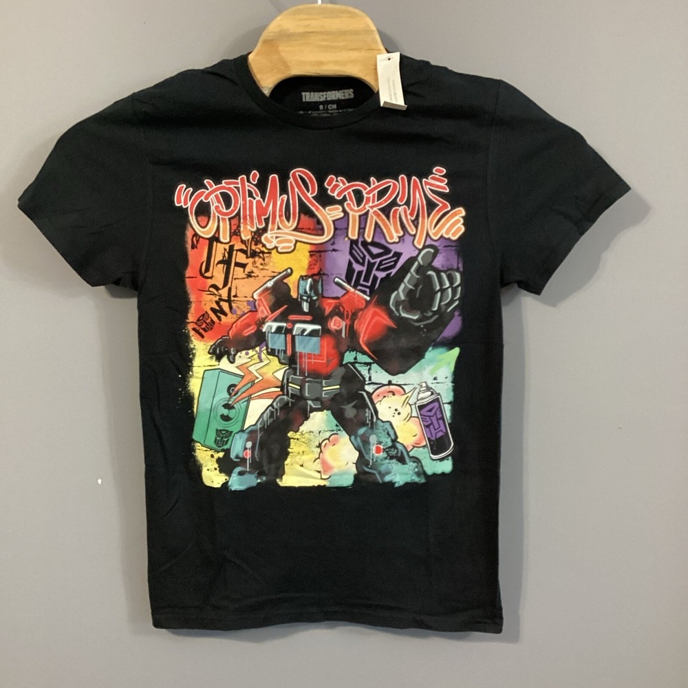 Transformers Optimus Prime Graffiti Graphic T Shirt Black Mens Size S CH